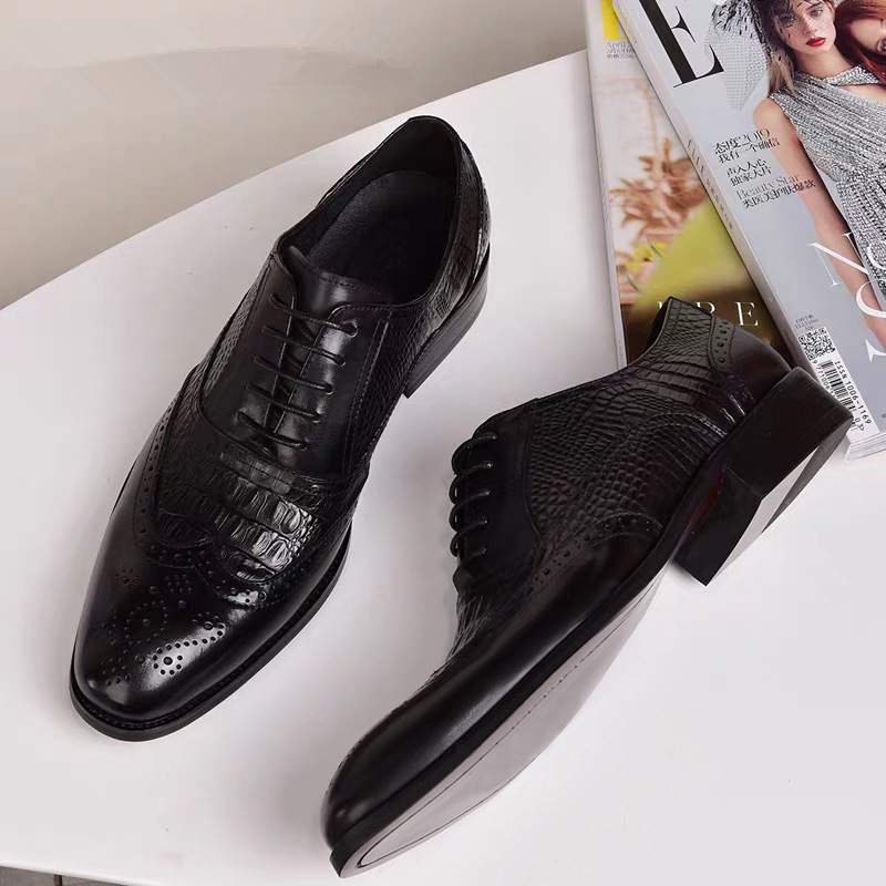 Oxford Men's Old Vintage Leather Shoes  Pattern Leather Shoes Large Size