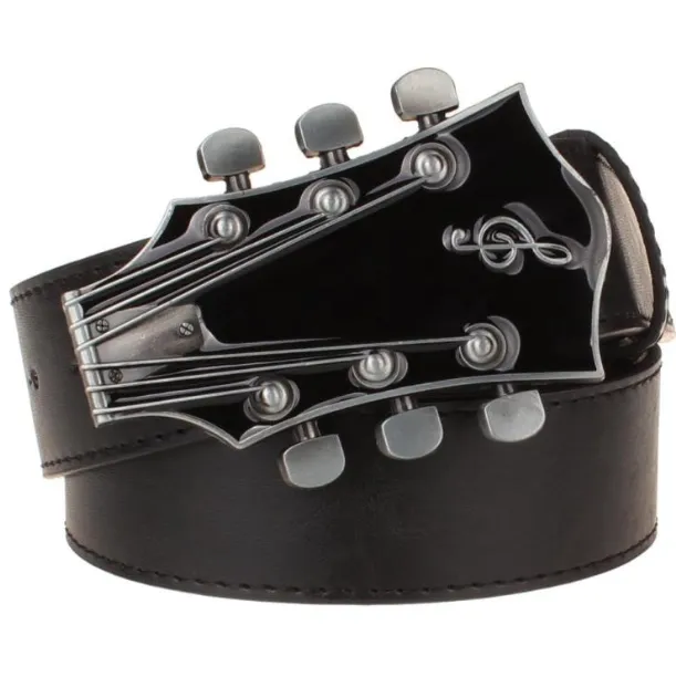 Retro belt buckle hip hop hip hop big belt western cowboy unisex belt tide Black - Shop at LoveMi