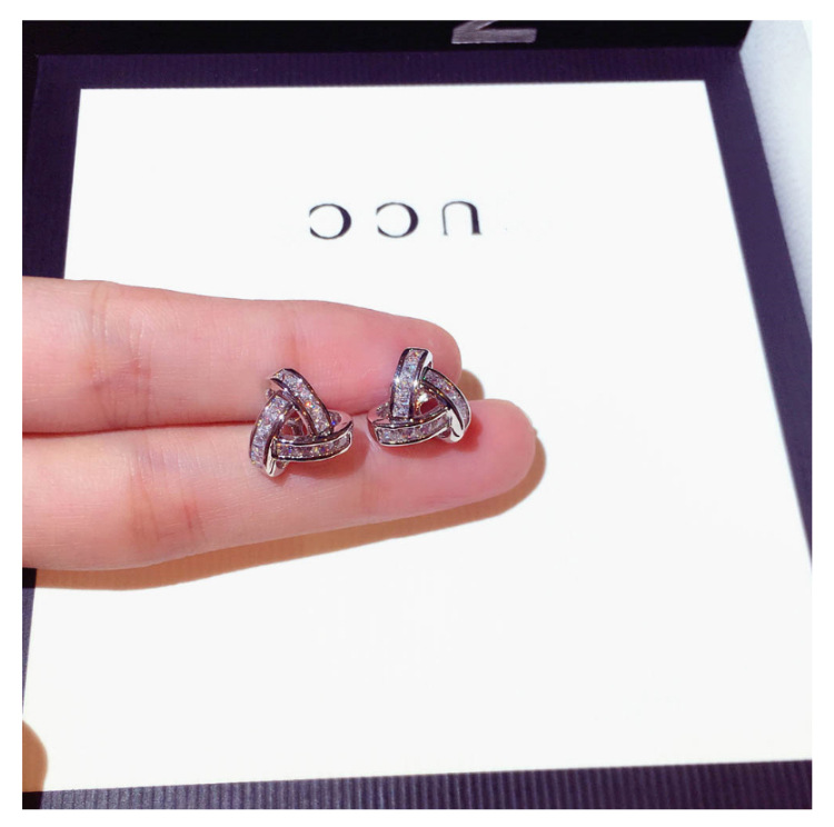 925 silver needle stud earrings simple personality female fashion small