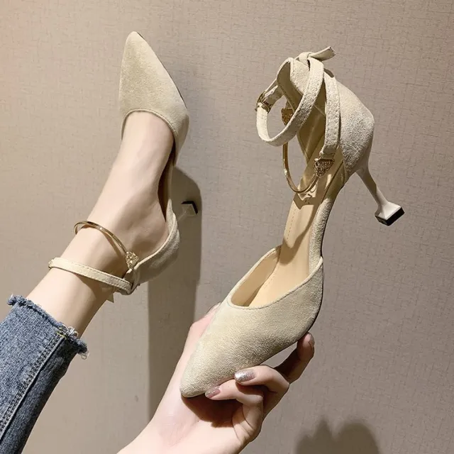 Hollow metal high heels Beige - Shop at LoveMi
