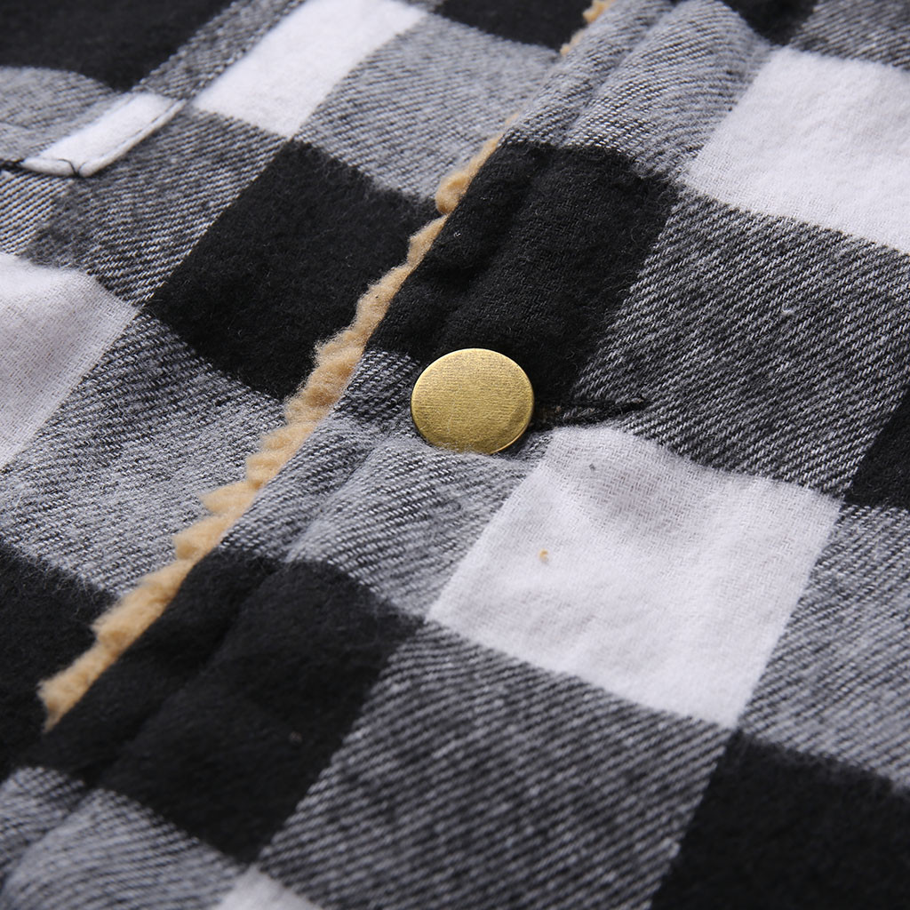 Men's plaid composite plush long sleeve coat