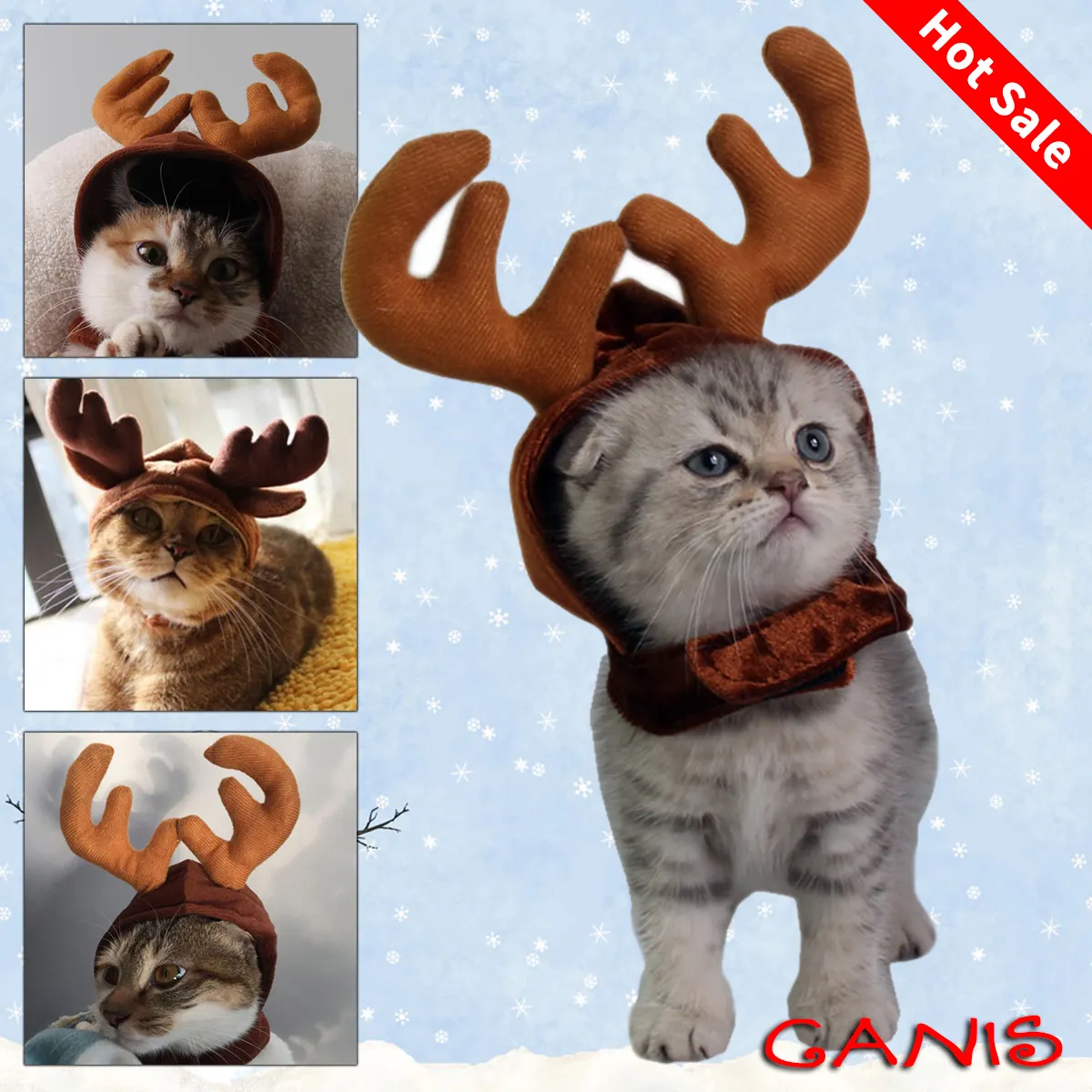 Christmas Pet Cat Dog Elk Deer Hat