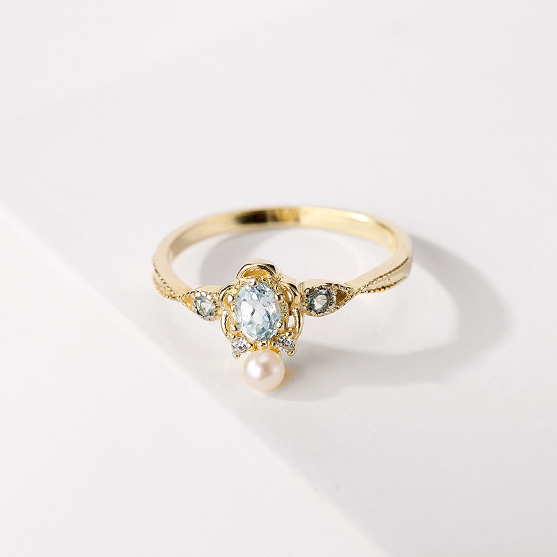Natural Blue Topaz Ring