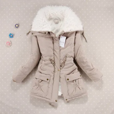Candy colored waist strap cotton coat Khaki - Shop at LoveMi