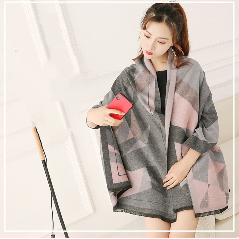 Women's double-faced jacquard cashmere scarf