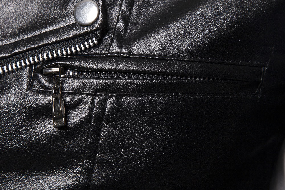 Lapel PU leather short men's motorcycle coat