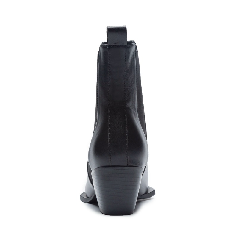 Metallic pointed toe thick mid-heel short boots