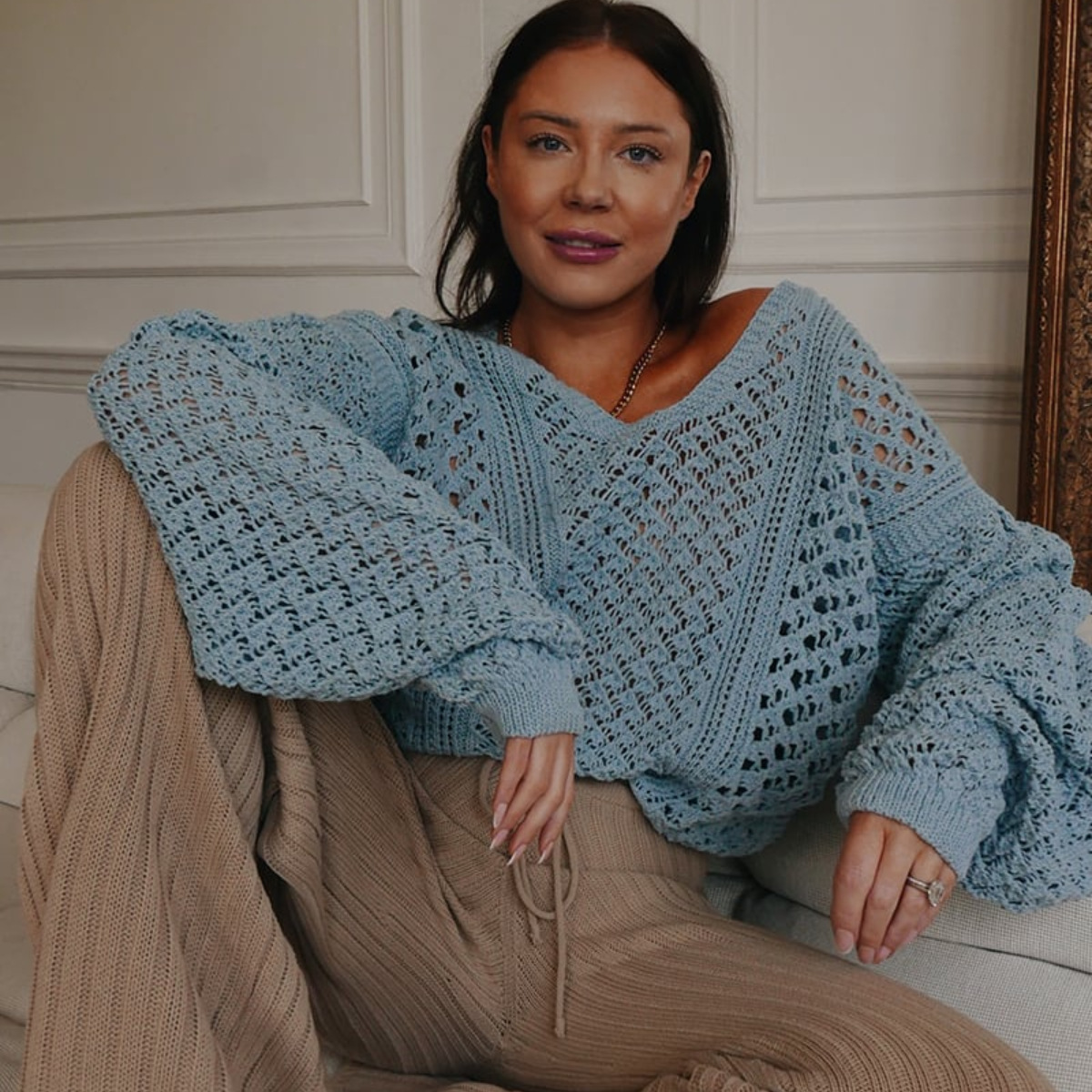 V-neck cut out sweater