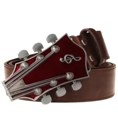 Retro belt buckle hip-hop hip hop big belt western cowboy unisex belt tide - Red Brown - View 1