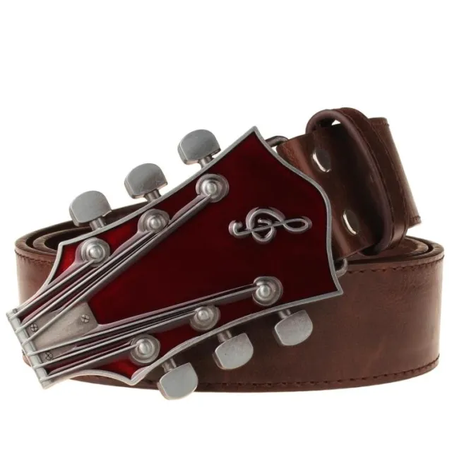 Retro belt buckle hip hop hip hop big belt western cowboy unisex belt tide Red Brown - Shop at LoveMi