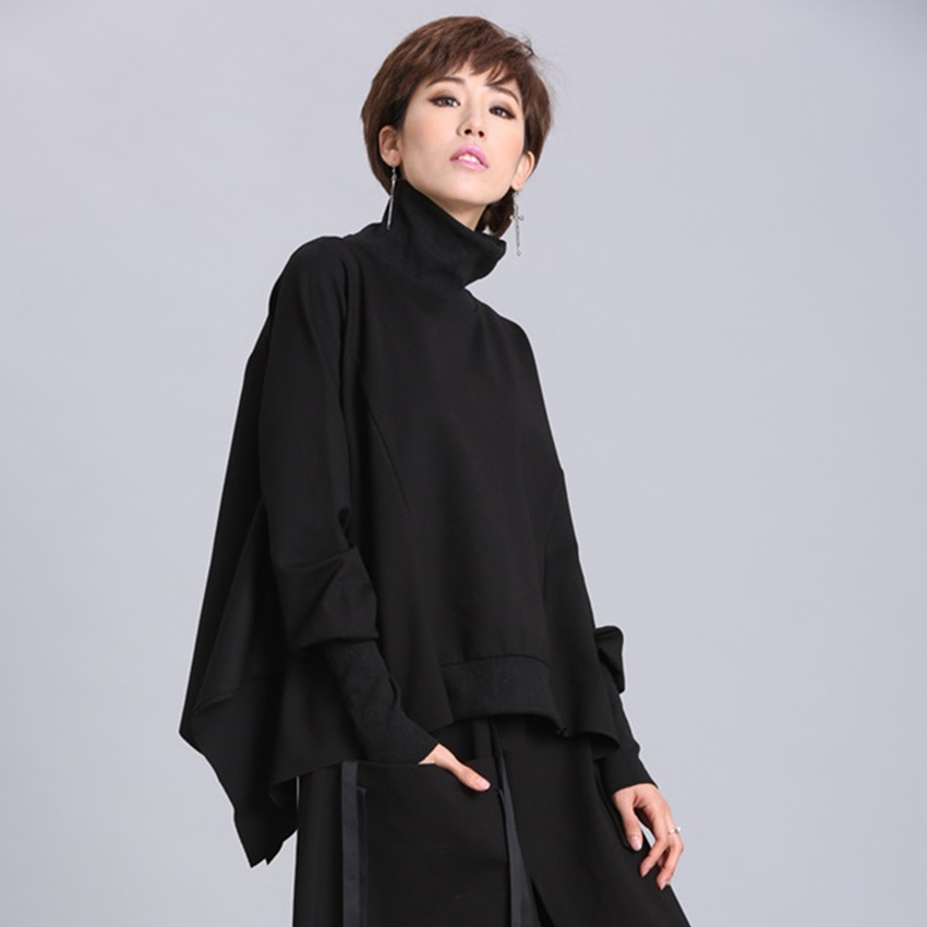 Street bat shirt irregular long sleeve pullover loose coat sweater women