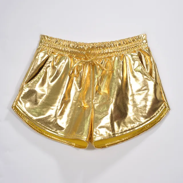 Lace up PU shorts Gold - Shop at LoveMi