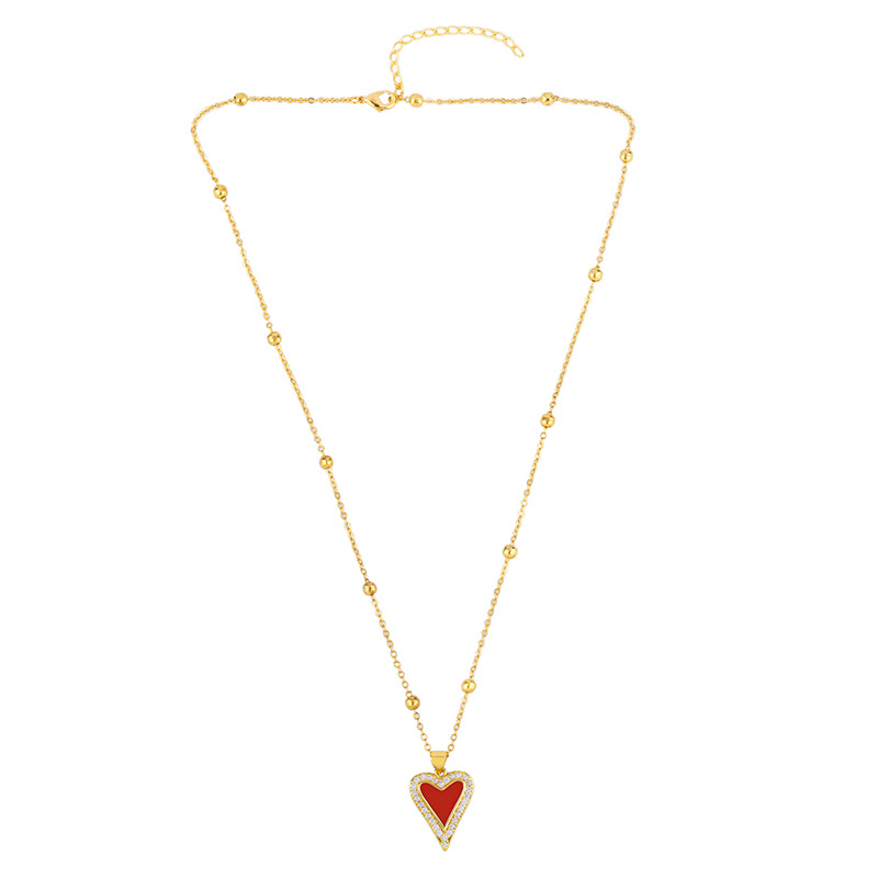 Vintage love peach heart pendant necklace