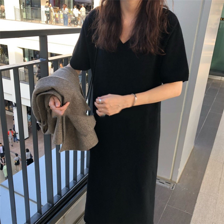 V-Neck Cashmere Knit Dress, picture 2 of 5