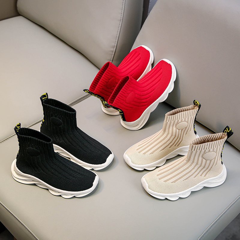 Girls high top casual knit shoes boots cotton boots
