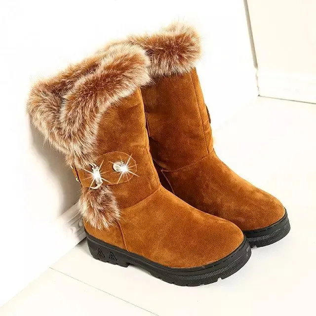 Thick bottom and plush fur boots Brown - Shop at LoveMi