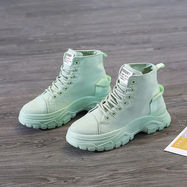 Short boots girls students thick soled Green - Shop at LoveMi