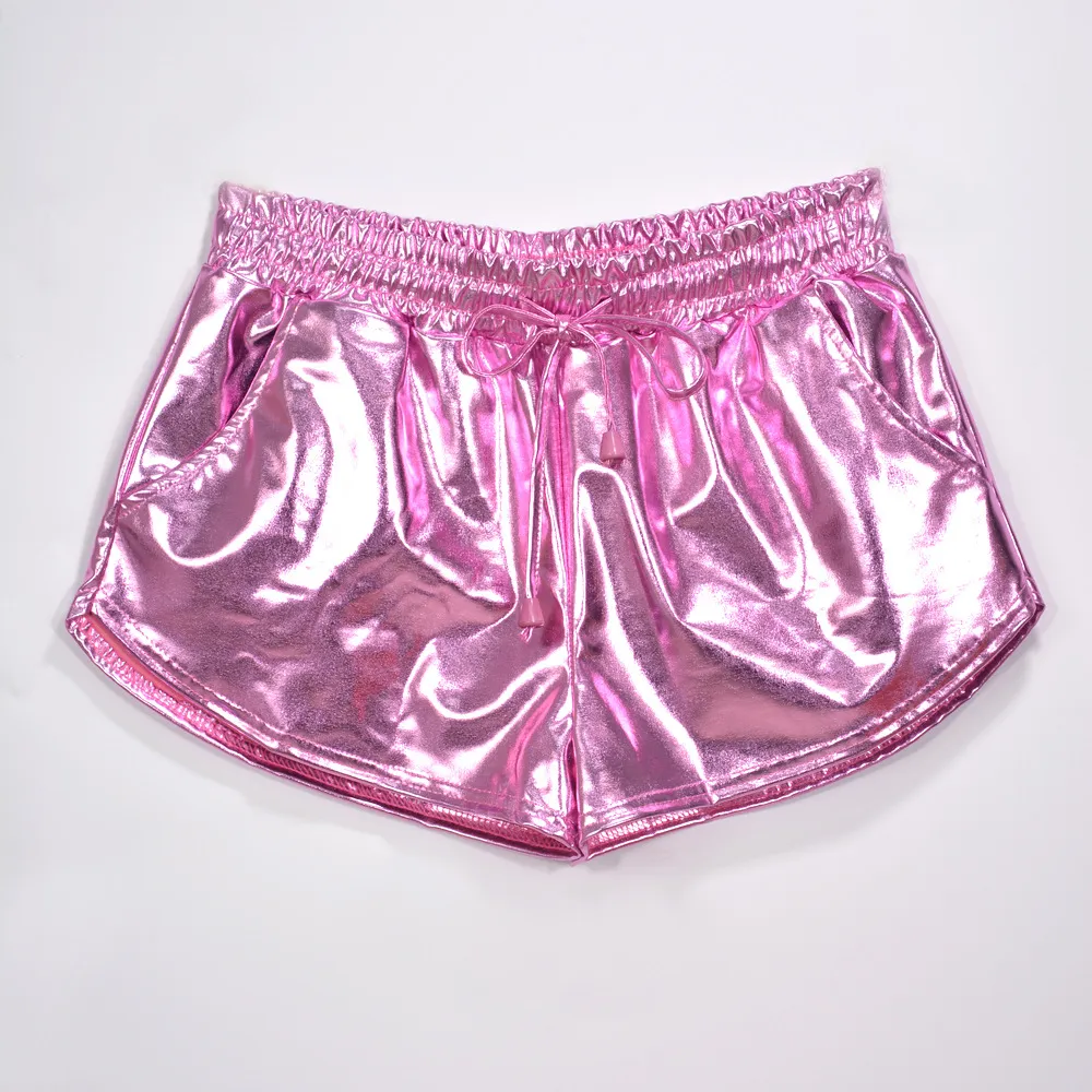Lace-up PU shorts - Pink