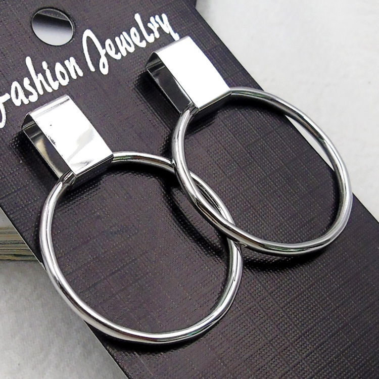 Geometric exaggerated large circle alloy stud earrings