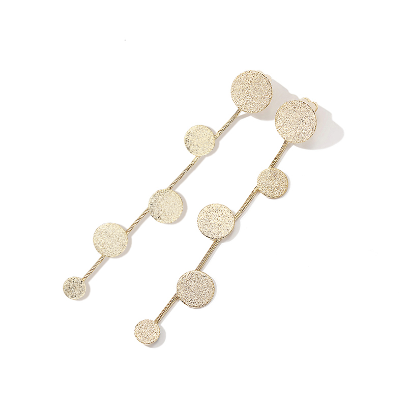 Exaggerated metal disc earrings women long