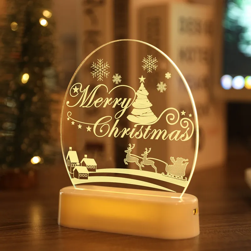 LED Fairy String Lights Battery USB 3D Santa Claus Tree Acrylic Night Light Wedding Christmas Decoration for Home Room Garland – image 2