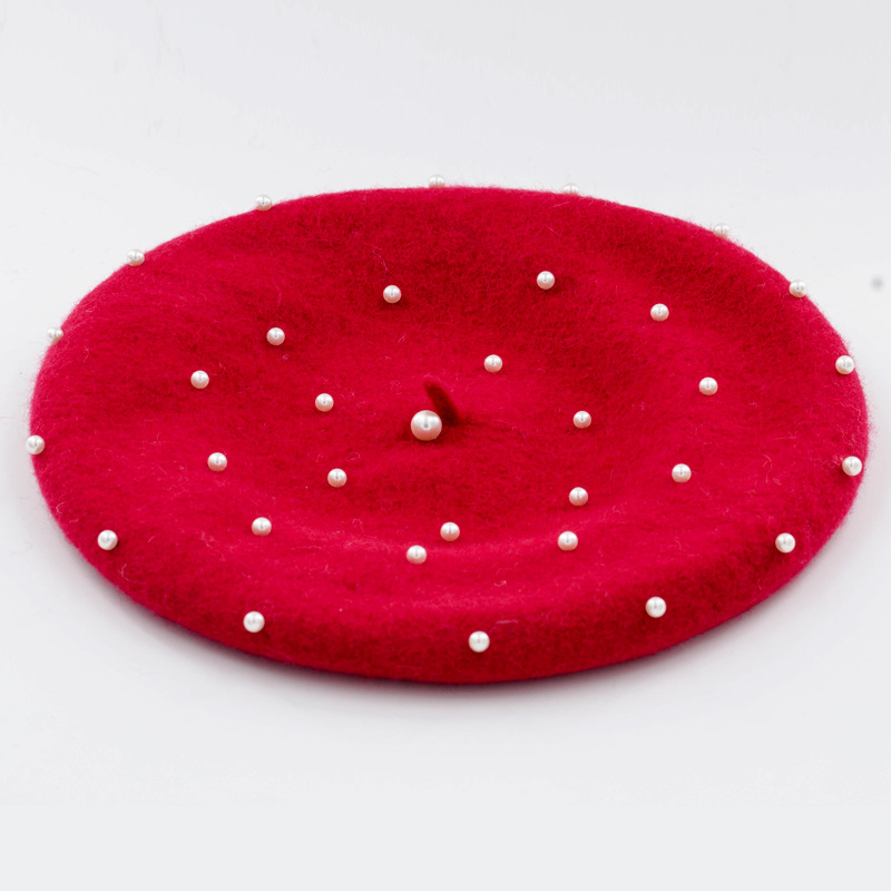Woolen starry pearl beret
