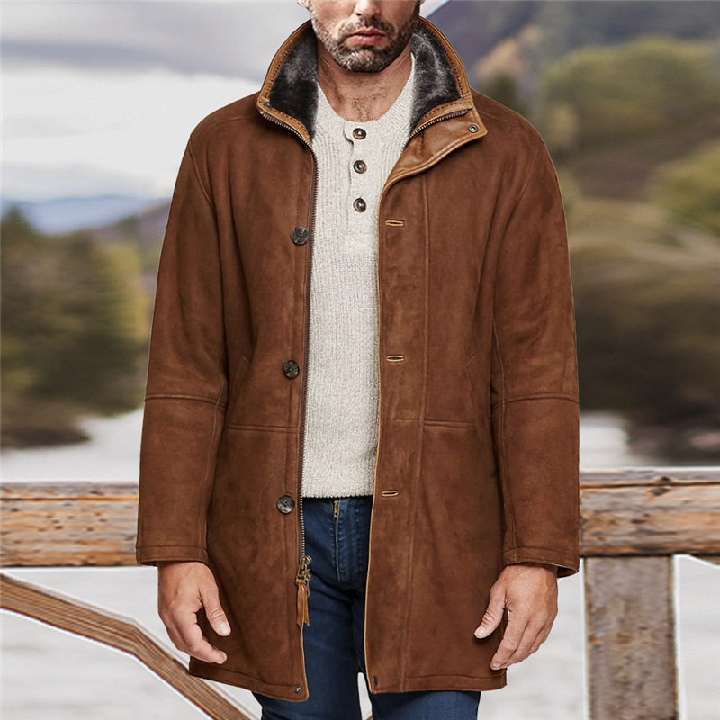 Men's mid-length loose woolen coat