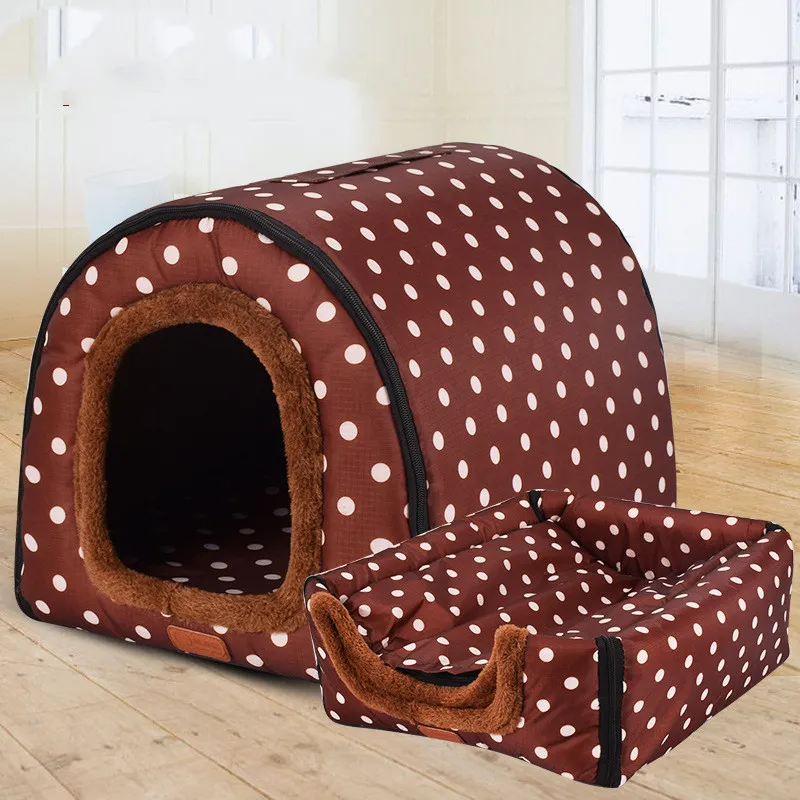 The New House Can Be Removed And Washed Pet Kennel - Coffee Dots