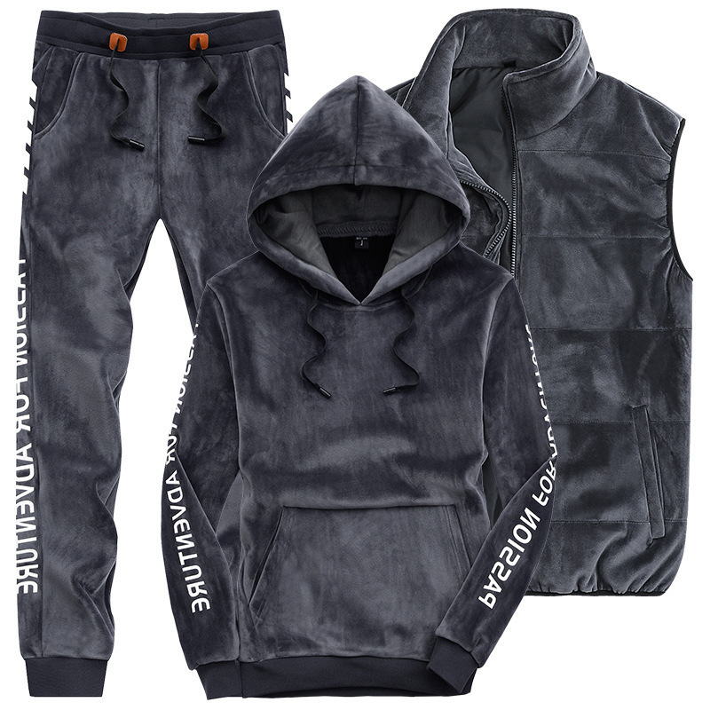 Gold velvet three-piece suit