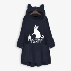 Cat hooded hoodie - Sapphire-Xxl - View 1