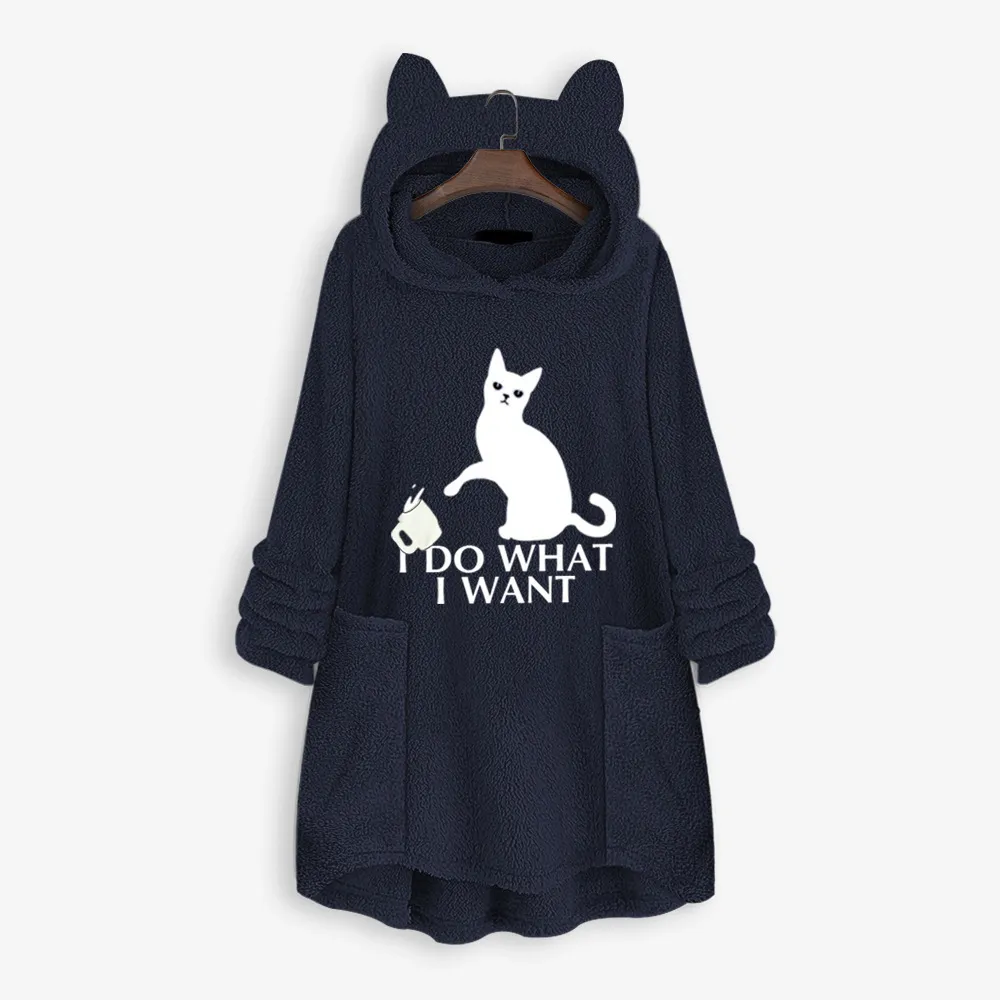 Cat hooded hoodie - Sapphire-4Xl