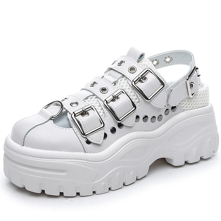 Solid Color Platform Summer Platform Sandals - White