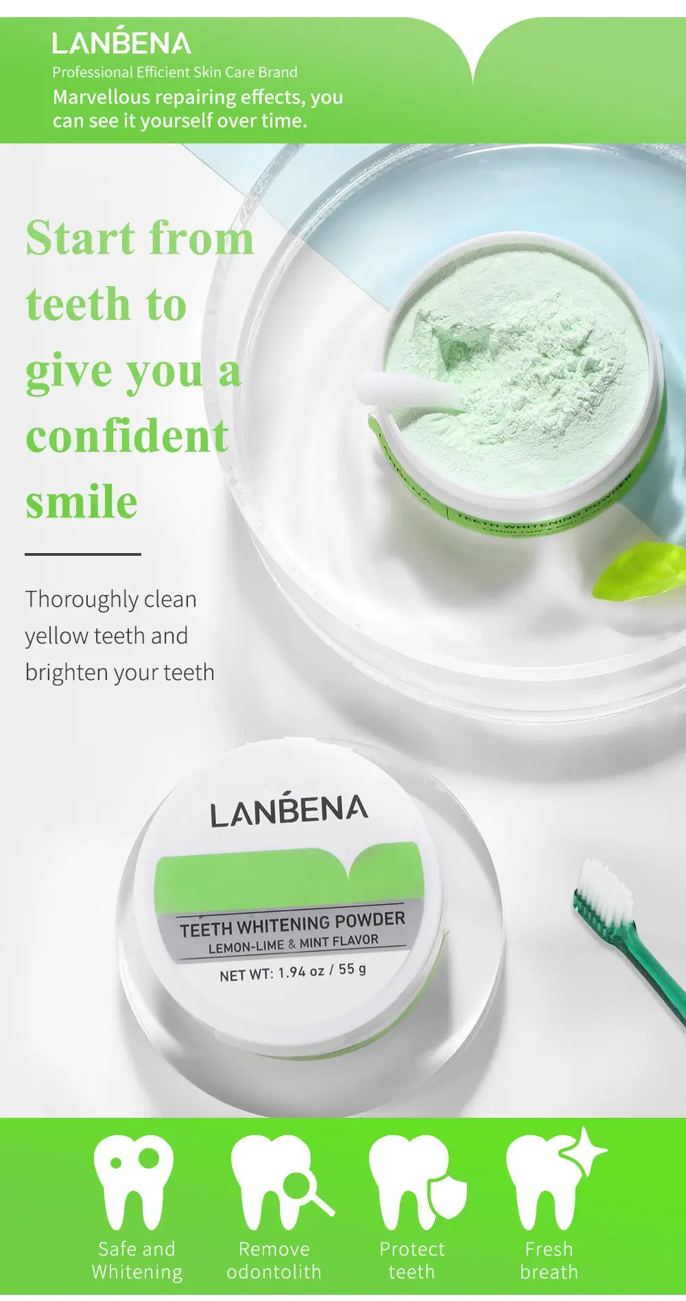 LANBENA TEETH WHITENING POWER Lime tooth powder