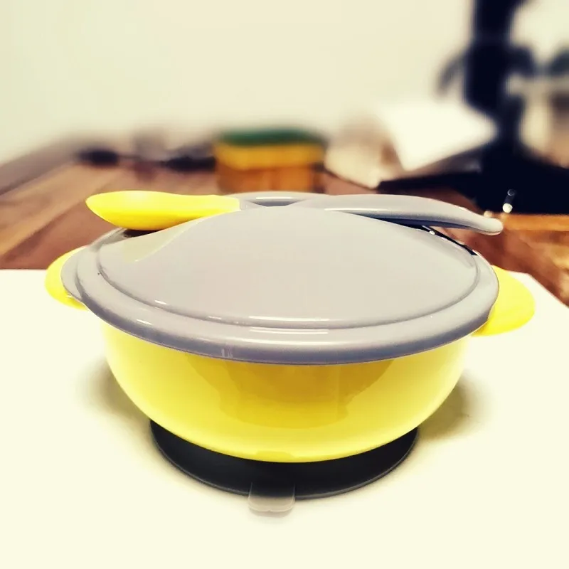 Baby food supplement tableware sucker bowl - Yellow