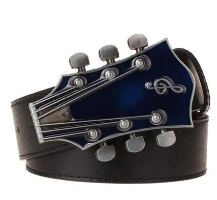 Retro belt buckle hip hop hip hop big belt western cowboy unisex belt tide Blue Black - Shop at LoveMi
