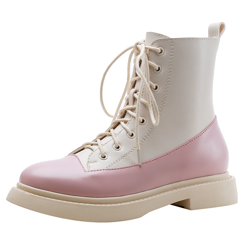 New All-match Color Matching Motorcycle Rider Short Boots