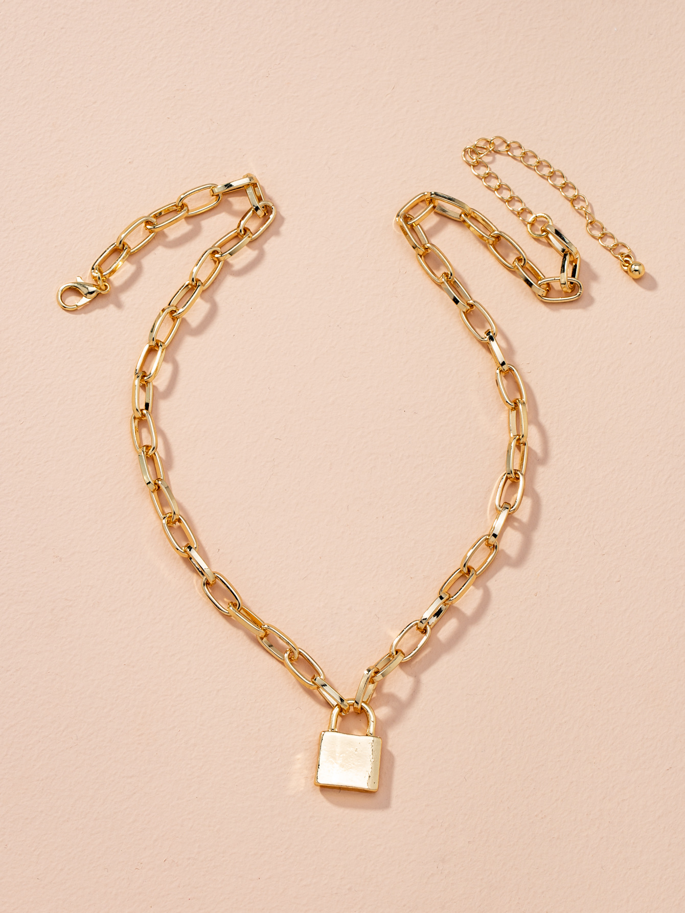 Multi-layer lock heart necklace sweater chain