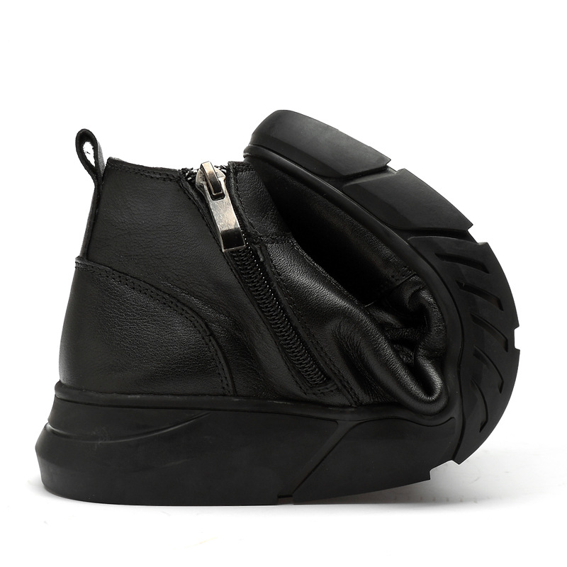 Casual top layer cowhide leather boots