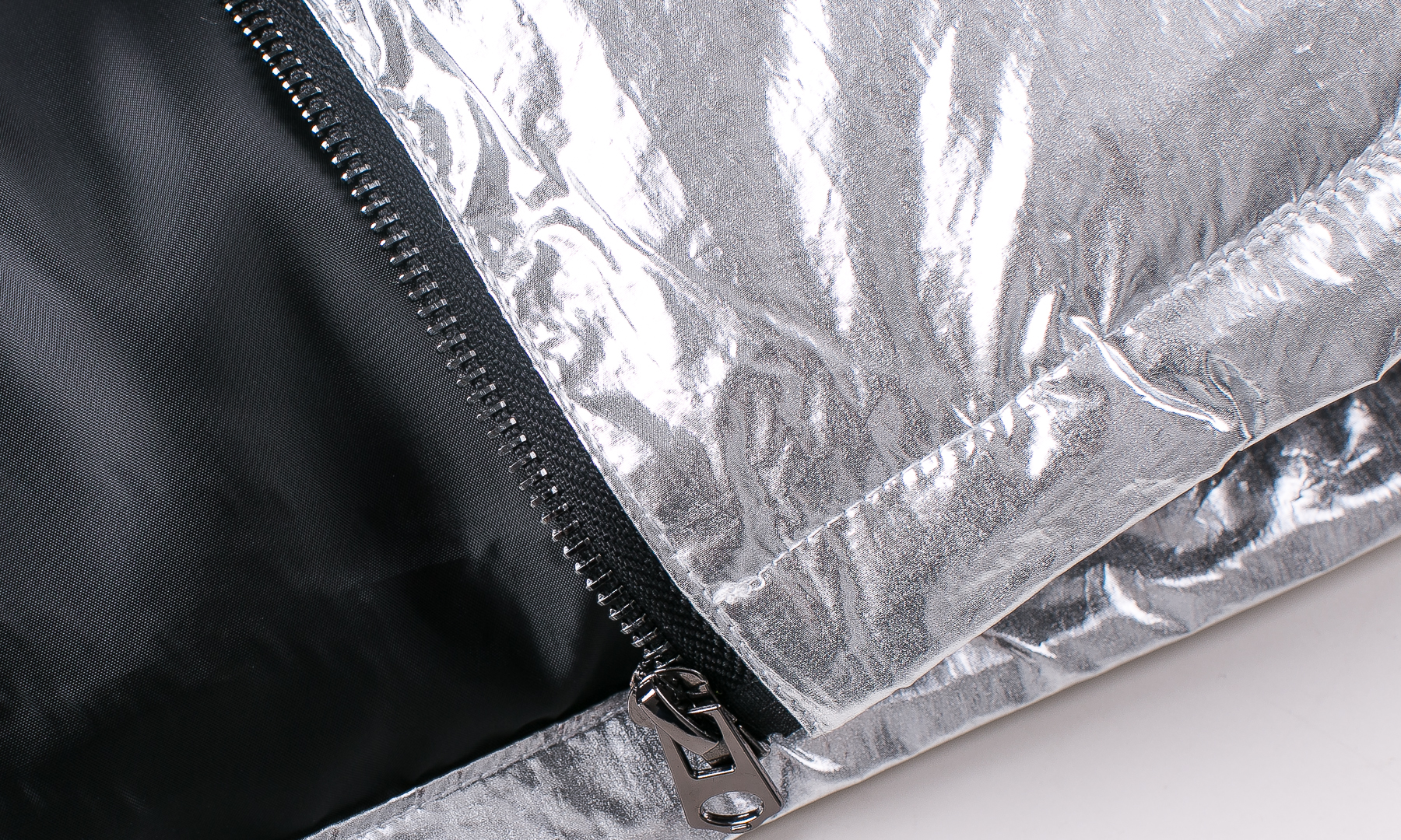 Hooded cotton coat shiny silver cotton coat