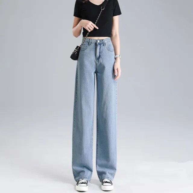 Tencel jeans wide leg pants for women in summer Vintage Blue - Shop at LoveMi