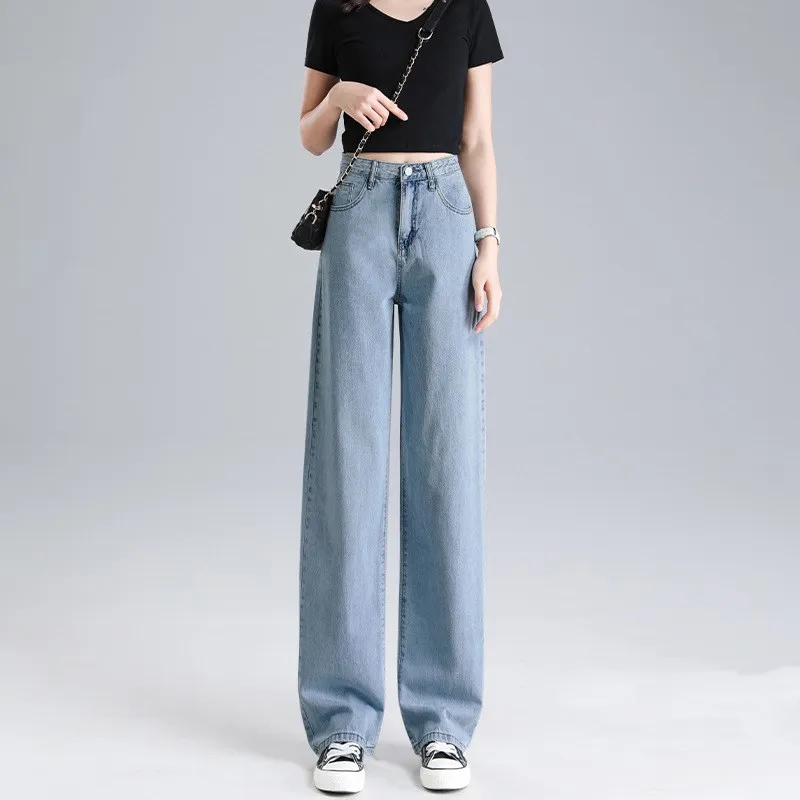 Tencel jeans wide leg pants for women in summer - Blue