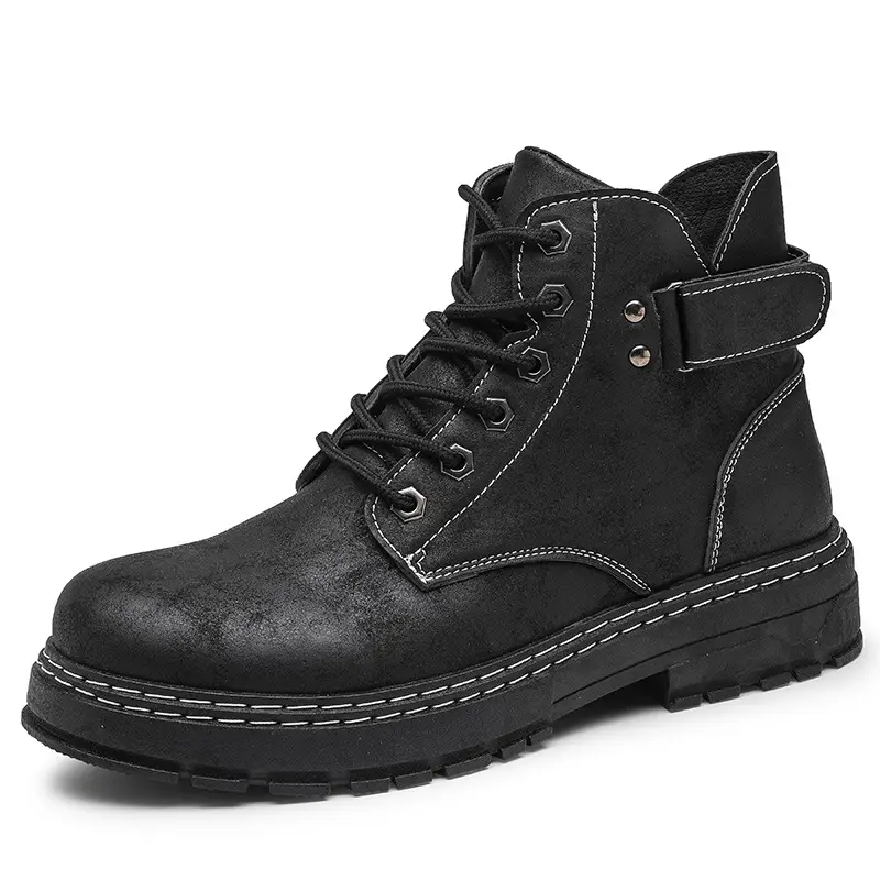 Men's High Top Round Toe Retro Work Boots