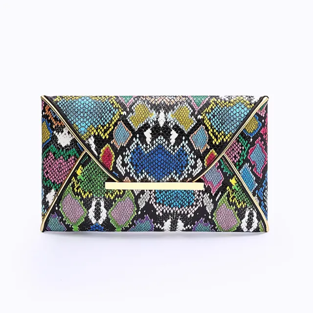 Snake print clutch Green - Shop at LoveMi