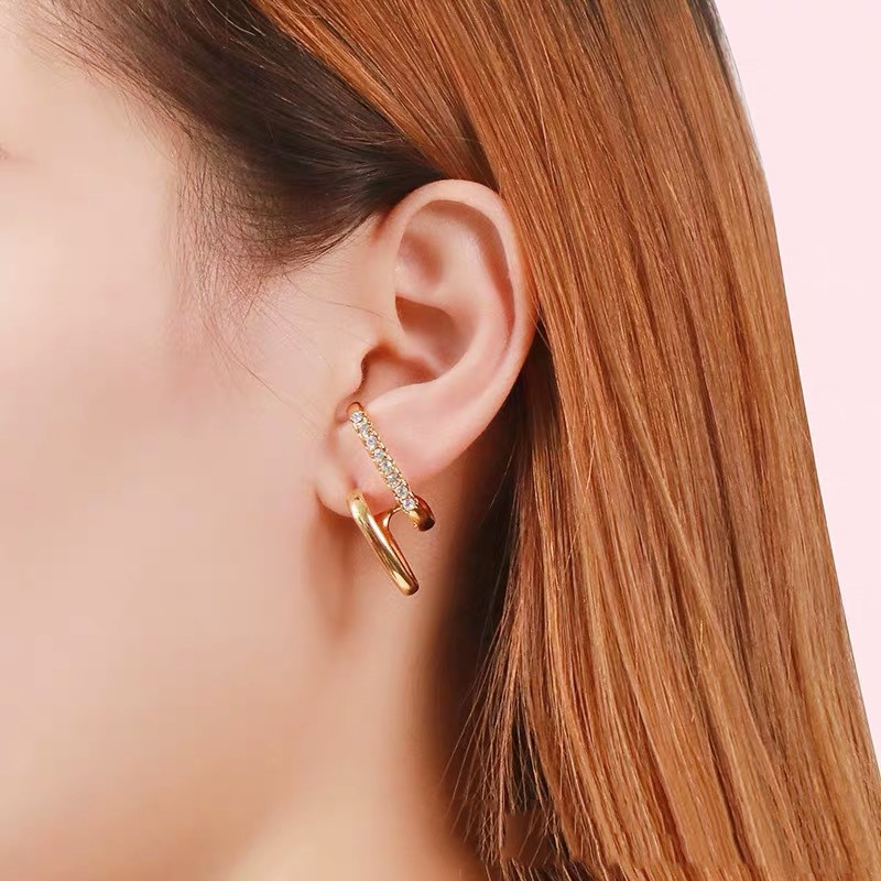 Layered crystal ear clip earrings