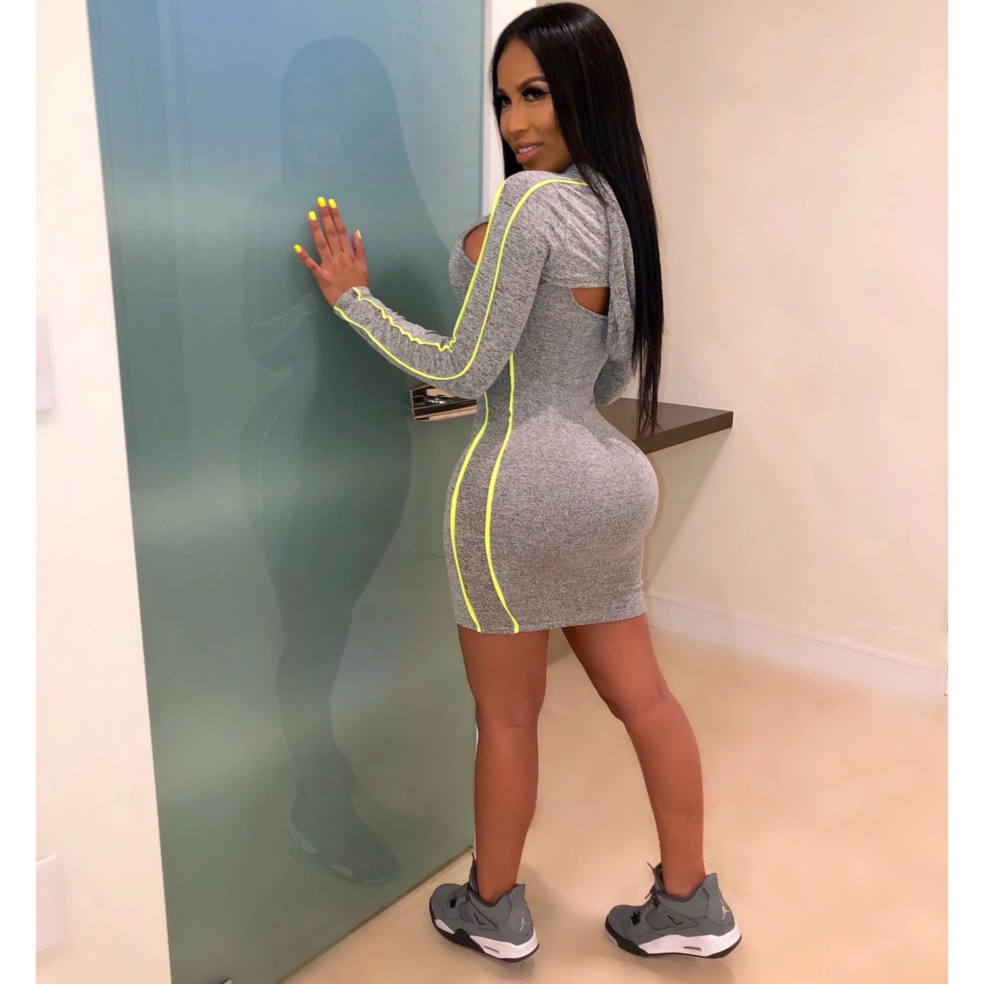 Low-cut Tank Top Dress Lace-up Hooded Sweater Long Sleeve Two-piece Suit