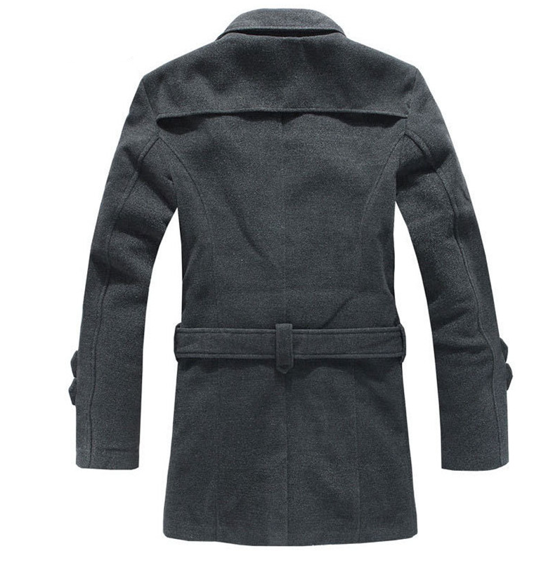 Men's double-breasted woolen trench coat