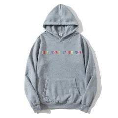 Printed Fashion Loose Men's And Women's Hooded Sweater - Grey - View 1