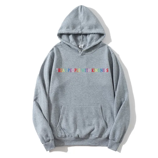 Printed Fashion Loose Men's And Women's Hooded Sweater Grey - Shop at LoveMi