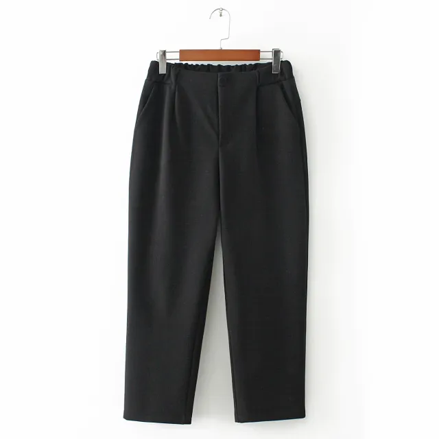 Cropped pants plus size woolen harem pants Black - Shop at LoveMi
