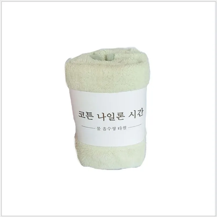 Soft Face Wash Coral Fleece Absorbent And Breathable Towel - Light Green